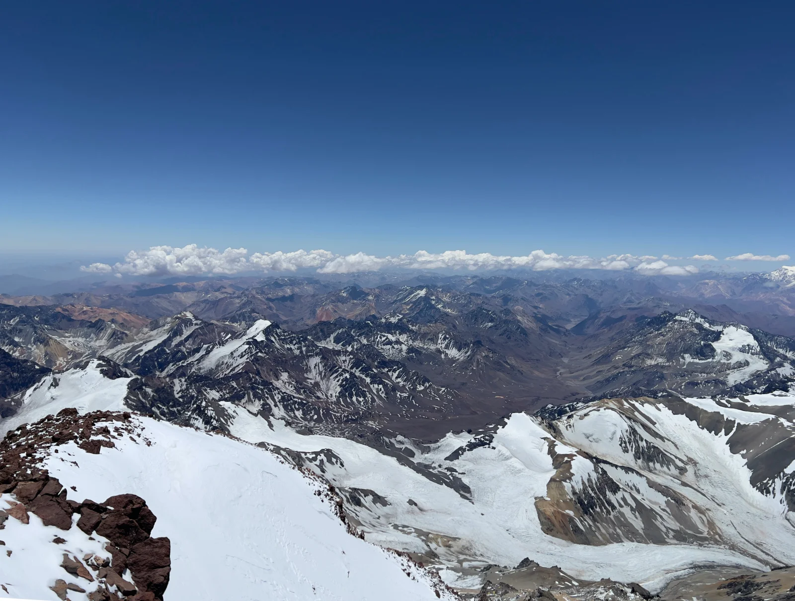Panoramic summit view of the Andes from 6,962 m
