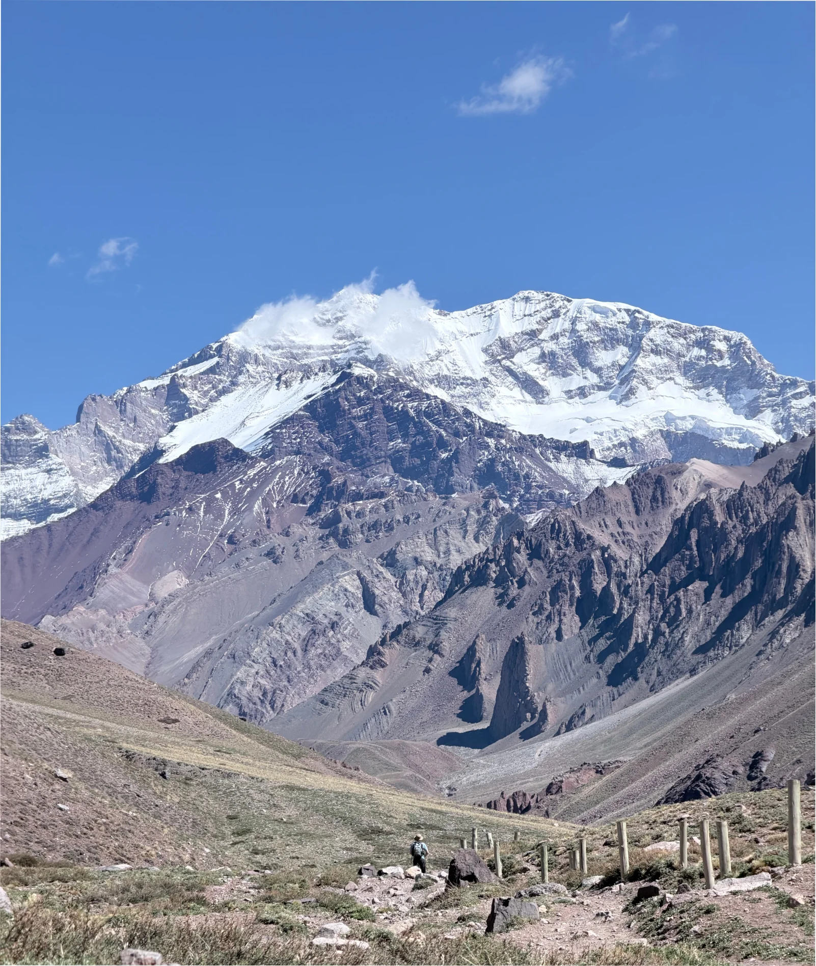 Aconcagua from the Horcones valley — classic full mountain view